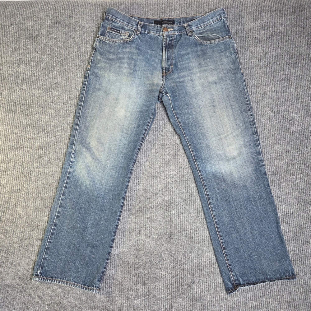 Calvin Klein Jeans Mens Straight Leg Denim Blue Jeans Size 38X30